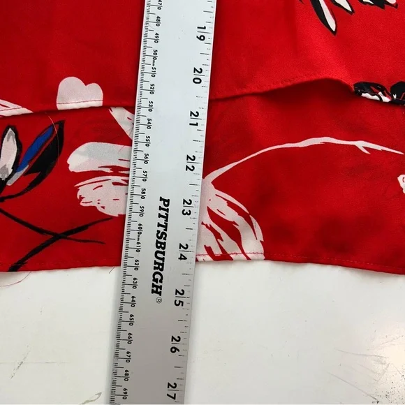 Willi Smith Red Floral Sleeveless Blouse Women’s Size Large Layered Hem Tank Top - Picture 8 of 11